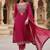 embroidered georgette round neck kurta trousers & dupatta