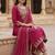embroidered georgette round neck kurta trousers & dupatta
