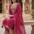 embroidered georgette round neck kurta trousers & dupatta