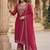 embroidered georgette round neck kurta trousers & dupatta