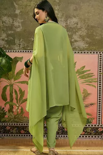 embroidered square neck top shrug & dhoti co-ords