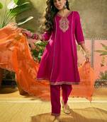 embroidered  v-neck  kurta sets