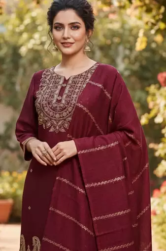 zari cording embroidered kurta with palazzo & dupatta