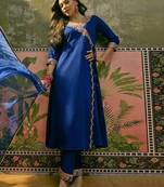 embroidered  v-neck   kurta sets