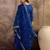 embroidered round neck kurta & trousers with dupatta