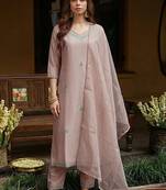 embroidered straight kurta & trousers
