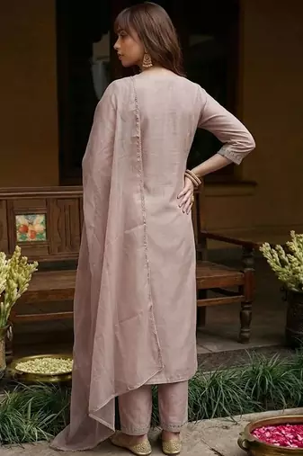 embroidered straight kurta & trousers
