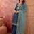Floral yoke design pleated sequinned a-line kurta with trouser & dupatta