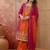 embroidered round neck kurta & palazzos with dupatta