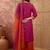 embroidered round neck kurta & palazzos with dupatta