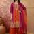 embroidered round neck kurta & palazzos with dupatta