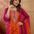 embroidered round neck kurta & palazzos with dupatta