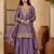 zari embroidered square neck sequinned kurta with skirt and dupatta