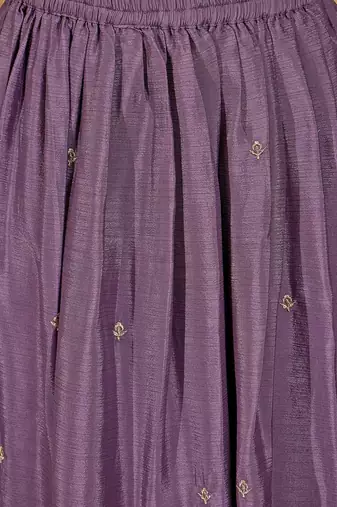 zari embroidered square neck sequinned kurta with skirt and dupatta