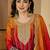 floral embroidered round neck sequinned kurta with trouser & dupatta