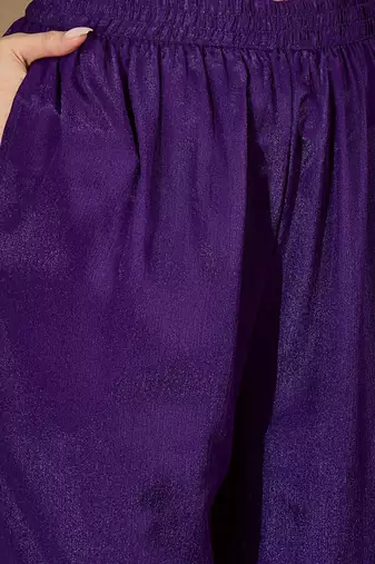 ethnic motifs zari sequence thread embroidered kurta with palazzos &  dupatta