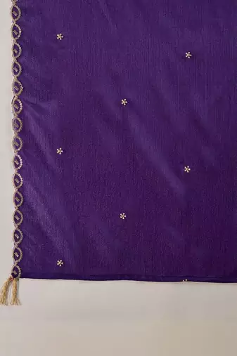 ethnic motifs zari sequence thread embroidered kurta with palazzos &  dupatta