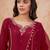 maroon floral embroidered straight kurta with trousers & dupatta