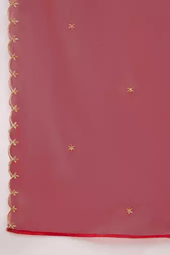 maroon floral embroidered straight kurta with trousers & dupatta