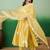floral embroidered v-neck a-line kurta with trouser & dupatta