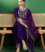 zari embroidered a-line kurta sets