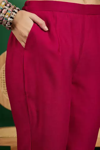 embroidered a-line kurta with trouser & dupatta