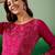 pink floral embroidered round neck pleated straight kurta & trouser