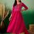 pink floral embroidered round neck pleated straight kurta & trouser