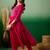 pink floral embroidered round neck pleated straight kurta & trouser