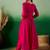 pink floral embroidered round neck pleated straight kurta & trouser