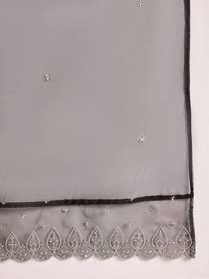 women ethnic motifs embroidered straight kurta with trousers & dupatta 4