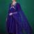 blue floral embroidered sequinned v-neck a-line kurta with palazzo & dupatta