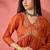 orange floral embroidered v-neck a-line kurta with trousers and dupatta
