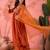 orange floral embroidered v-neck a-line kurta with trousers and dupatta