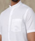White shirt - plain - mandarin collar - regular fit - men shirts