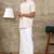 Beige short sleeves shirt with veshti - cotton blend fabric - shirt with veshti