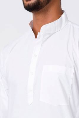 white cotton men's straight dhoti kurta set with zari work 3