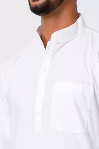 White zari cotton straight dhoti kurta set
