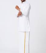 White zari cotton straight dhoti kurta set