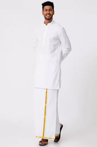 White dhoti pure cotton straight kurta - dhoti-kurta set