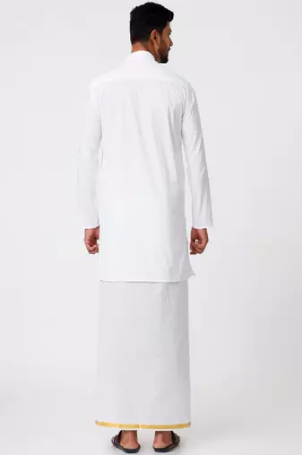 White dhoti pure cotton straight kurta - dhoti-kurta set
