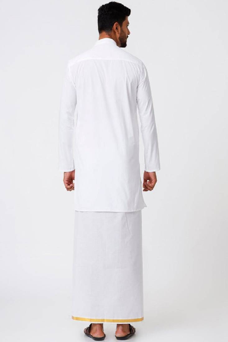 White dhoti pure cotton straight kurta - dhoti-kurta set