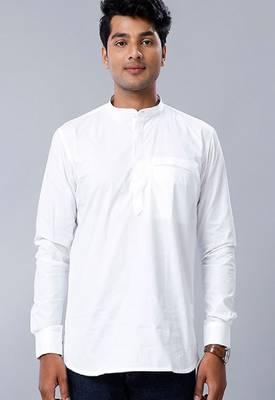 white cotton men's straight regular fit kurta 2