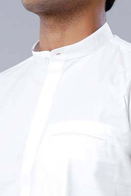 white cotton men's straight regular fit kurta 3