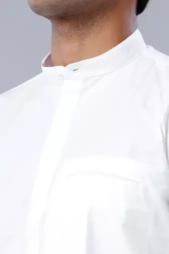 White regular mandarin collar straight kurta