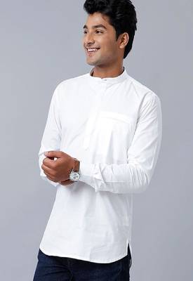 white cotton men's straight regular fit kurta 1