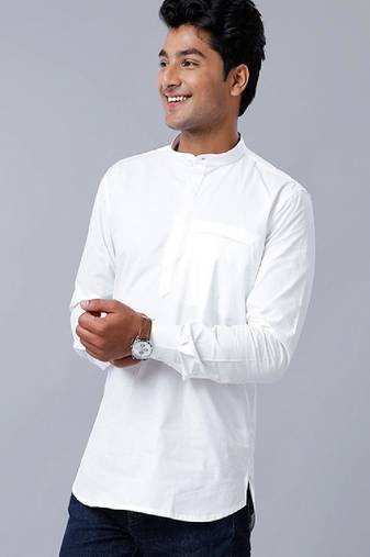 White regular mandarin collar straight kurta