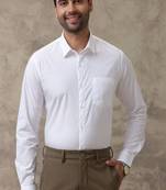 White plain cotton formal shirt - spread collar - men shirts
