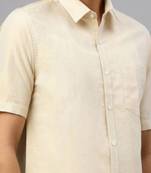 Beige plain cotton shirt - men