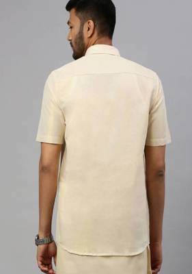copper traditional cotton blend boys' shirt and dhoti set 2